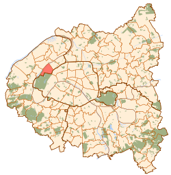 Location (in red) within Paris inner suburbs