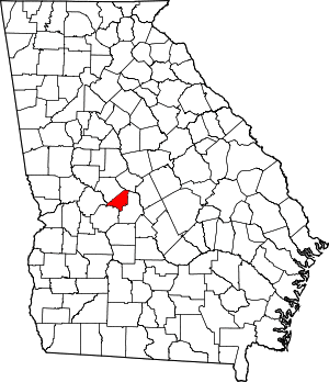 Map of Georgia highlighting Peach County