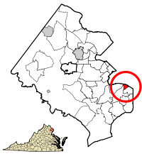 Location of Huntington in Fairfax County, Virginia