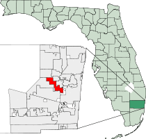 Location of Lauderhill in Broward County, Florida