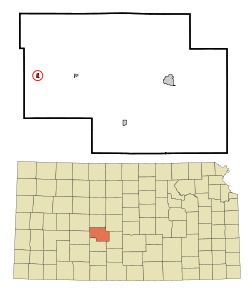 Location within Pawnee County and Kansas
