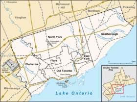 Location of Metropolitan Toronto in Greater Toronto Area