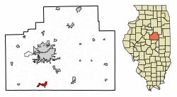Location of Heyworth in McLean County, Illinois.