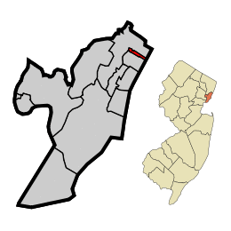 Location of Guttenberg within Hudson County and the state of New Jersey