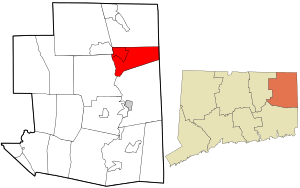 Location in Windham County and the state of Connecticut.