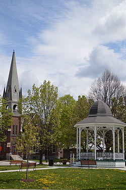 Barre City park gazebo and church.JPG
