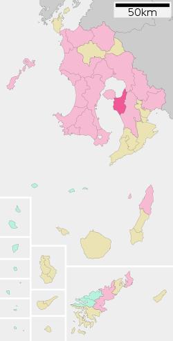 Location of Tarumizu in Kagoshima Prefecture