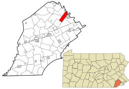 Location in Chester County and the state of Pennsylvania.