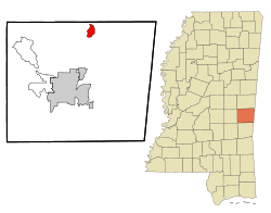 Location of Meridian Station, Mississippi