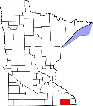 Map of Minnesota highlighting Fillmore County