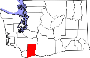 Map of Washington highlighting Skamania County