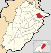 Map of Punjab with Gujranwala District highlighted