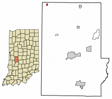 Location of Russellville in Putnam County, Indiana.