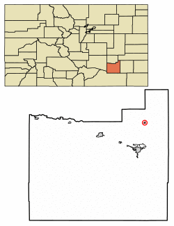 Location of Cheraw in Otero County, Colorado.