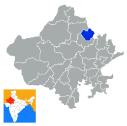 Location of Jhunjhunu district in Rajasthan
