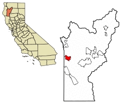 Location of Hyampom in Trinity County, California.