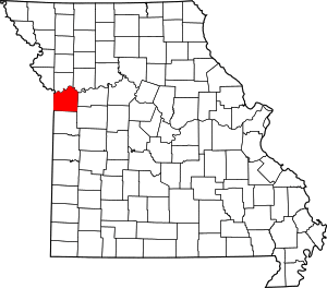 Map of Missouri highlighting Jackson County