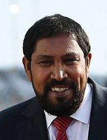 The Prime Minister, Shri Narendra Modi being received by dignitaries, on his arrival at Maldives, to attend the historic swearing-in ceremony of President-elect, Mr. Ibrahim Mohamed Solih, on November 17, 2018 (2) (cropped).JPG