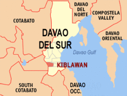Map of Davao del Sur with Kiblawan highlighted
