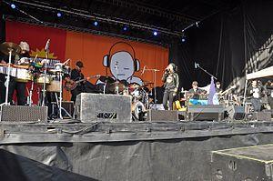 Performing on stage, Portland, June 2011