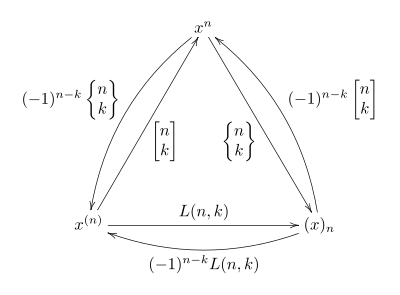 Stirling numbers as polynomial basis change.svg