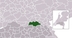 Highlighted position of Oss in a municipal map of North Brabant