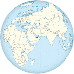 United Arab Emirates on the globe (United Arab Emirates centered).svg