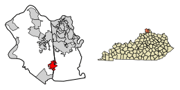 Location of Walton in Boone County, Kentucky.