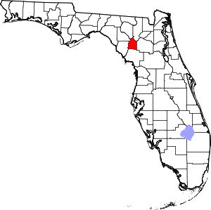 Map of Florida highlighting Gilchrist County