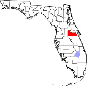 Map of Florida highlighting Orange County