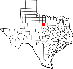 Map of Texas highlighting Stephens County
