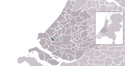 Highlighted position of Maassluis in a municipal map of South Holland