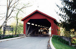 A covered bridge at Messiah College in Upper Allen Township