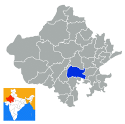 Location of Bhilwara district in Rajasthan