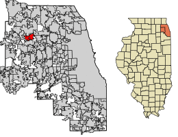 Location of Roselle in DuPage County, Illinois.