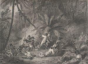Depiction of the Battle of Ravine-à-Couleuvres