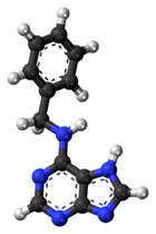 Ball-and-stick model of the 6-benzylaminopurine molecule