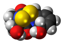 Space-filling model of the gliotoxin molecule