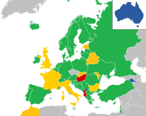 A coloured map of the countries of Europe