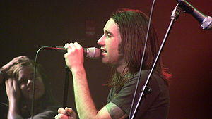 Disciple's lead singer, Kevin Young, in concert performing with Disciple, in 2009.