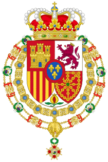 Coat of Arms of Spanish Monarch-Variant as Grand Master of the Order of Isabella the Catholic.svg