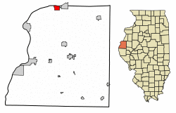 Location of Pontoosuc in Hancock County, Illinois.