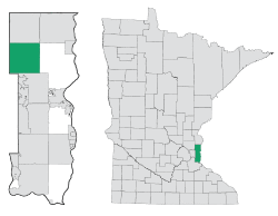 Location of the city of Hugo within Washington County, Minnesota