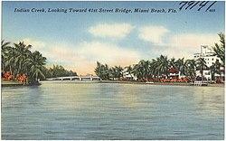 1930s postcard of Indian Creek, Looking toward 41st Street Bridge