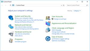 Control Panel on Windows 10