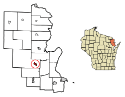 Location of Crivitz in Marinette County, Wisconsin.