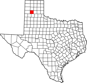 Map of Texas highlighting Randall County