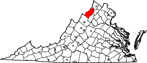 Map of Virginia highlighting Shenandoah County