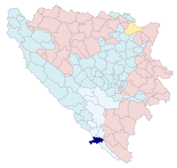 Location of Neum municipality within Bosnia and Herzegovina