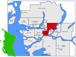 Location of Coquitlam within Metro Vancouver